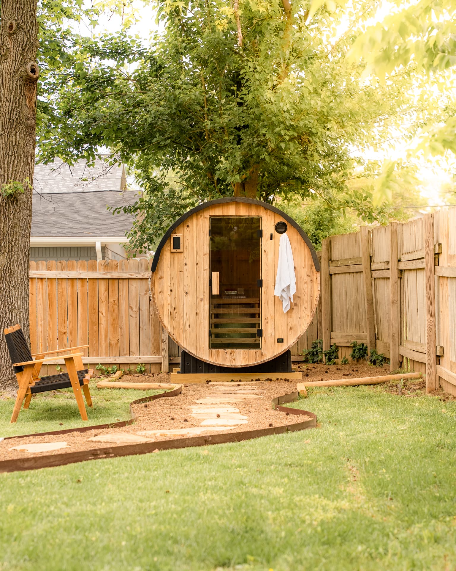 Backyard sauna at an Ozark short-term rental